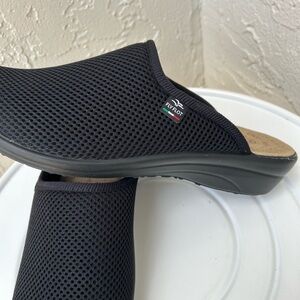 Fly Flot Slip On Shoes Clog Fabric Mesh Upper Leather Inner Black EU 40 US 9